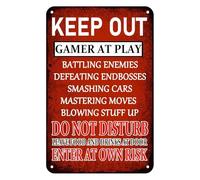 CZMDKEXM Gamer Zone Retro Metal Sign Funny Do Not Disturb Warning Vintage Tin Wall-Art for Game Room Man Cave Bedroom Decor 8 X 12 inch