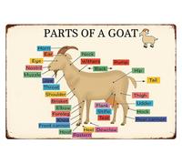 CZMDKEXM Goat Anatomy Diagram Metal Sign Educational Farm Wall-Art for Barn Ranch Veterinary Office Classroom 8 X 12 in
