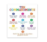 CZMDKEXM God's Ten Commandments Art Print, Biblical Rules Poster, Inspirational Christian Decor for Church, Classroom(Unframed,08x12inch(20x30cm))