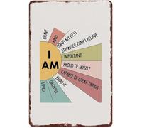 CZMDKEXM I Am Statements Metal Sign Aluminum Inspirational Wall-Art Affirmation Decor for Home Office Study Room (8 X 12 in)