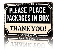 CZMDKEXM Informative Package Drop Off Box Tin Sign Vintage Metal Plaque for Porch Office Home Wall Decor Custom Directional Sign 8 X 12 in