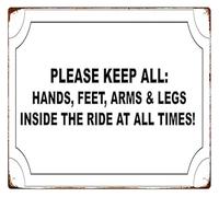 CZMDKEXM Keep All Hands Inside The Ride Metal Sign Whimsical Wall-Art for Game Room Man Cave Bar Playroom Decor 8 X 12 in