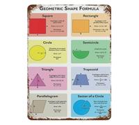 CZMDKEXM Math Classroom Decor Geometry Formula Sheet Educational Metal Tin Sign Vintage Style Formula Poster Wall-Art 8 X 12 in