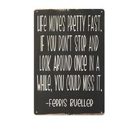CZMDKEXM Motivational Tin Sign Life Moves Fast Stop and Look Around Inspirational Quote Retro Metal Wall Decor for Office Bedroom Bar Diner or Gift 8 X 12 inch