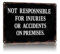 CZMDKEXM Not Responsible For Injuries Or Accidents Humorous Vintage Aluminum Metal Tin Sign 8 X 12 in