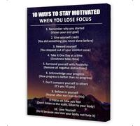 CZMDKEXM Office Motivational Poster 10 Ways to Stay Motivated Inspirational Quotes Print for Workplace Home Office Decor Wall-Art(Framed,16x24inch(40x60cm))