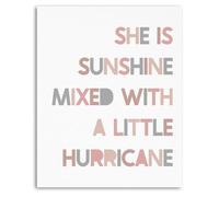 CZMDKEXM Personalized Feeling Baby Girl Poster: She's Our Sunshine & Hurricane - Modern Boho Minimalist Print for Big Sister Room, Playroom(Framed,08x12inch(20x30cm))