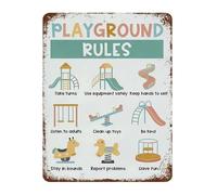 CZMDKEXM Playground Manners Metal Tin Sign Colorful Rules Wall Decor for Preschool Classroom Daycare or Childrens Playroom at Home 8 X 12 inch