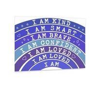 CZMDKEXM Playroom Wall Decor, Boho Rainbow Positive Affirmations Canvas Art for Kids: I Am Kind, Brave, Smart, Strong(Unframed,12x18inch(30x45cm))