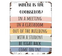 CZMDKEXM Professional Office Sign Vintage Metal Tin Plaque Retro Where is The Counselor Door Wall Decor for Clinic Counseling Room 8 X 12 in