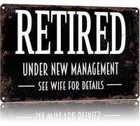CZMDKEXM Retired Life Humorous Plaque Managed By Wife Aluminum Metal Sign for Man Cave Decor 8 X 12 in