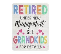 CZMDKEXM Retired Under Management Metal Tin Sign See Grandkids for Details Funny Retirement Gift for Coworker Friend Boss 8 X 12 in