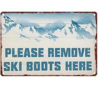 CZMDKEXM Retro Ski Wall Decor Tin Sign 8 X 12 in | Easy with nails tape rope four corner round holes metal sign