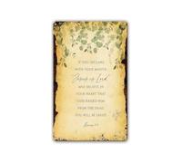 CZMDKEXM Romans 10 9 Metal Sign Jesus Is Lord Wall-Art Scripture Poster Vintage Rustic Tin Faith Decor for Home Office Bedroom Living Room 8 X 12 inch