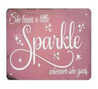 CZMDKEXM Rustic Inspirational Gift Metal Tin Sign Featuring She Leaves a Little Sparkle Quote Wall Decor for Wife Mom or Girlfriend 8 X 12 inch