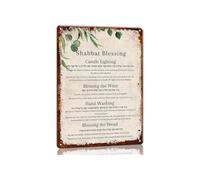 CZMDKEXM Rustic Metal Sign Shabbat Blessing Jewish Prayer Dinner Wall-Art Vintage Tin Hebrew Tradition Decor Kitchen Dining Room Home Synagogue 8 X 12 inch