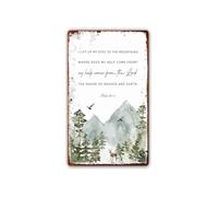 CZMDKEXM Rustic Metal Tin Sign Psalm 121 1 2 Wall Decor Scripture Poster Vintage Retro I Lift My Eyes Unto The Hills Home Study 8 X 12 inch