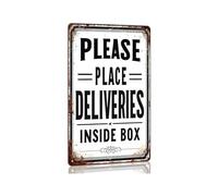 CZMDKEXM Rustic Porch Sign for Package Delivery Metal Tin with Box Instructions Vintage Home Decor 8 X 12 inch
