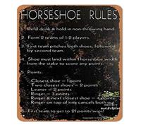 CZMDKEXM Rustic Western Humor Sign Vintage Retro Metal Wall-Art Horseshoe Themed Rules for Barn or Porch Decor 8 X 12 in