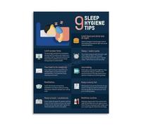 CZMDKEXM Sleep Hygiene Infographic Poster Healthy Habits Guide Educational Canvas Wall-Art for Bedroom Home Office and Wellness Decor(Framed,12x18inch(30x45cm))