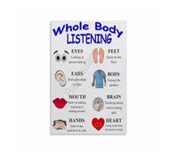 CZMDKEXM Social Skills Poster for Classroom Whole Body Listening Chart Educational Wall-Art Behavior Management Sign for Home or School (8 X 12 in)