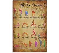 CZMDKEXM Sun Salutation Yoga Art & Practice Chart - Modern Meditation Poster, Framed Canvas Wall Decor for Studio, Office or Gift Idea(Unframed,08x12inch(20x30cm))