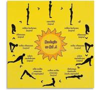 CZMDKEXM Sun Salutation Yoga Poster - Illustrated Sequence Flow Chart for Meditation & Practice, Modern Canvas Wall Art for Home Studio Decor(Framed,12x18inch(30x45cm))