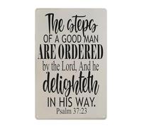 CZMDKEXM The Steps of a Man Are Ordered by the Lord Metal Sign Religious Tin Sign Gift for Dad Husband Father Encouraging Wall Decor 8 X 12 inch