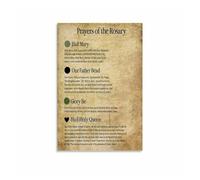 CZMDKEXM Traditional Catholic Wall-Art, The Holy Rosary Prayer Guide and Diagram Poster for Sacred Space Decor(Framed,16x24inch(40x60cm))