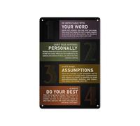 CZMDKEXM Vintage Inspirational Code Metal Sign Set of 4 Life Principles Wall-Art Motivational Decor for Home Office Study Room 8 X 12 in