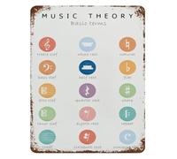 CZMDKEXM Vintage Music Theory Symbols Metal Sign Educational Poster Chart for Classroom Wall Decor Studio Room Musician Gift Tin Art 8 X 12 in