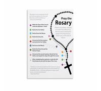 CZMDKEXM Vintage Rosary Prayer Art Print, Catholic Wall Decor, Canvas Painting for Prayer Room, Chapel, Bedroom, Inspirational Gift(Unframed,12x18inch(30x45cm))
