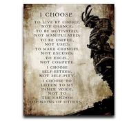 CZMDKEXM Vintage Samurai Artwork Canvas Wall-Art Choose To Live By Choice Inspirational Quote Print(Framed,16x24inch(40x60cm))
