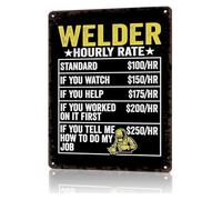 CZMDKEXM Vintage Welding Humor Sign Welder Hourly Rate Funny Aluminum Metal Tin for Mechanic Shop Garage Decor (8 X 12 in)