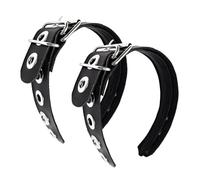 CZMZHFC 2 diademas de estilo gótico punk con hebilla de metal para mujer, diseño de cinturón, diadema de cuero negro, diadema de piel sintética, diadema punk, accesorios góticos para el cabello de