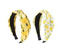 CZMZHFC 2 diademas de limón, diademas anudadas con nudo superior para mujer, accesorios antideslizantes para el pelo de frutas, diadema perfecta para profesores (blanco + amarillo)