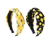 CZMZHFC 2 diademas de limón, diademas anudadas con nudo superior para mujer, accesorios antideslizantes para el pelo de frutas, diadema perfecta para profesores (negro y amarillo)