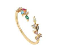 CZMZHFC Anillos de oro para mujer, anillo ajustable abierto, anillo de hoja de circonita cúbica, anillos de pulgar que no se deslustran, delicados anillos apilables para mujer, regalos de joyería de
