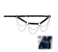 CZMZHFC Cinturón de cadena punk gótico para mujer, cinturón de cadena de cuero gótico vanguardista, cinturón ajustable para rave, festival, rock, accesorios de moda negra para cuerpo de vaquera