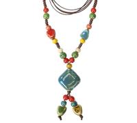 CZMZHFC Collar bohemio para mujer, collares con colgante de mariposa vintage, cuentas de madera ajustables, gargantilla trenzada en capas, collar de cuerda de cuero de estilo tribal de moda, regalo