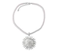 CZMZHFC Collar con colgante de sol dorado para mujer, collar de moneda redonda vintage con cadena de cuerda beige ajustable, collares de girasol martillado de estilo bohemio, joyería de moda chic para