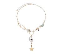 CZMZHFC Collar con dije de oro para mujer, colgante bohemio de sol, luna y estrella, estilo clip, regalo de joyería para cumpleaños y Navidad