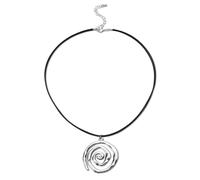 CZMZHFC Collar con espiral de plata, collar con colgante grande de remolino de caracola, collar de mujer estilo surfista, joyería bohemia playera, regalo neutro de género