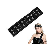 CZMZHFC Diadema con ojales negros, diadema elástica con ojales para mujer, estilo punk, diadema ancha Y2K Grunge, accesorios elásticos casuales para el cabello para mujer (negro2, 1 unidad)