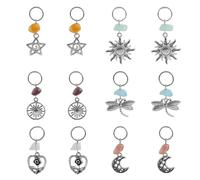 CZMZHFC Juego de 12 anillos trenzados tribales de plata bohemia, decoraciones de inspiración africana, juego de joyas circulares para el cabello, dijes de metal para trenzas, accesorios vintage para