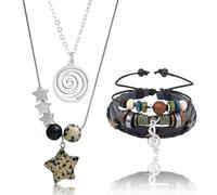 CZMZHFC Juego de collar multicapa de estrella Y2K y pulsera Fairycore Grunge, joyería gótica hecha a mano, accesorios de guitarra de música punk rock, elegante joyería grunge para mujeres y hombres