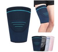 Cznlnzc 2 Musleras Deportivas de Compresión Hombre/Mujer, Manga de Compresión para Muslo, Antideslizantes - Running, Fitness, Gym, Crossfit, Recuperación y Entrenamiento (L,Azul)