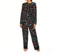 Czqdp Conjunto de camisón y Pijama de Dos Piezas para Mujer con Bolsillos, Ropa de Dormir, fórmula de matemáticas y física,One Size,3XL