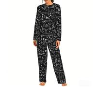 Czqdp Conjunto de Pijama de Dos Piezas para Mujer con Bolsillos, camisón, Pijama, fórmula física E=MC².,One Size,L