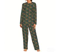 Czqdp Conjunto de Pijama de Dos Piezas para Mujer con Bolsillos, camisón, Ropa de Estar por casa, Welsh Terrier,One Size,S